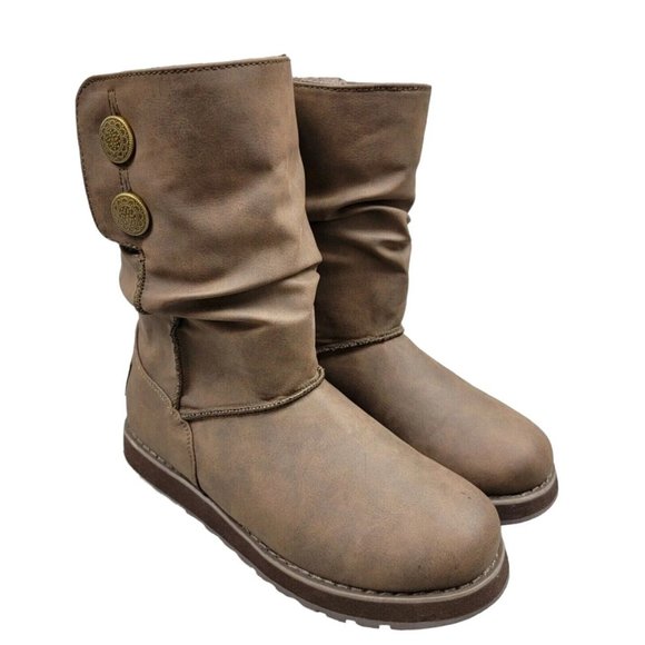 Skechers Keepsakes Leatherette Brown Winter Boot Women s Size 6.5